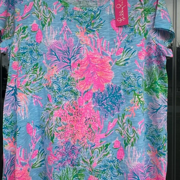 NWT Lilly Pulitzer Short Sleeve Top Size Large | Tropical Print - Picture 4 of 6